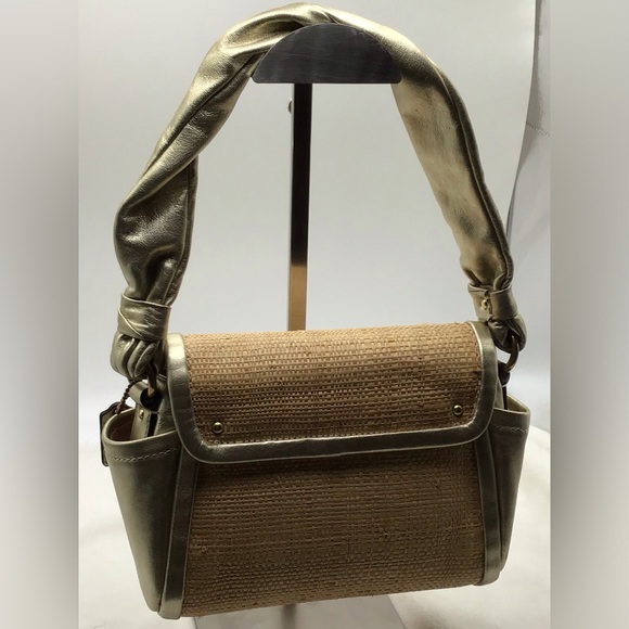 Coach  Parker Woven Straw Metallic Leather Shoulder Bag 42475 - Picture 14 of 14